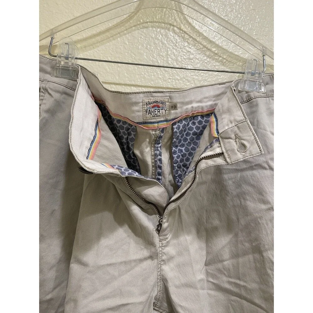 Faherty Shorts Mens 38 Gray Chino 9' Inseam Summer Shorts